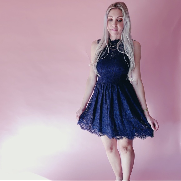 ✨SALE✨Navy Blue Lace Babydoll Dress - Picture 2 of 8